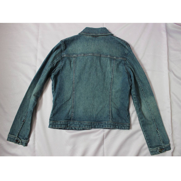 JLO Y2K Denim Jean Jacket w/ Pink Contrast Stitching Large - Picture 6 of 12